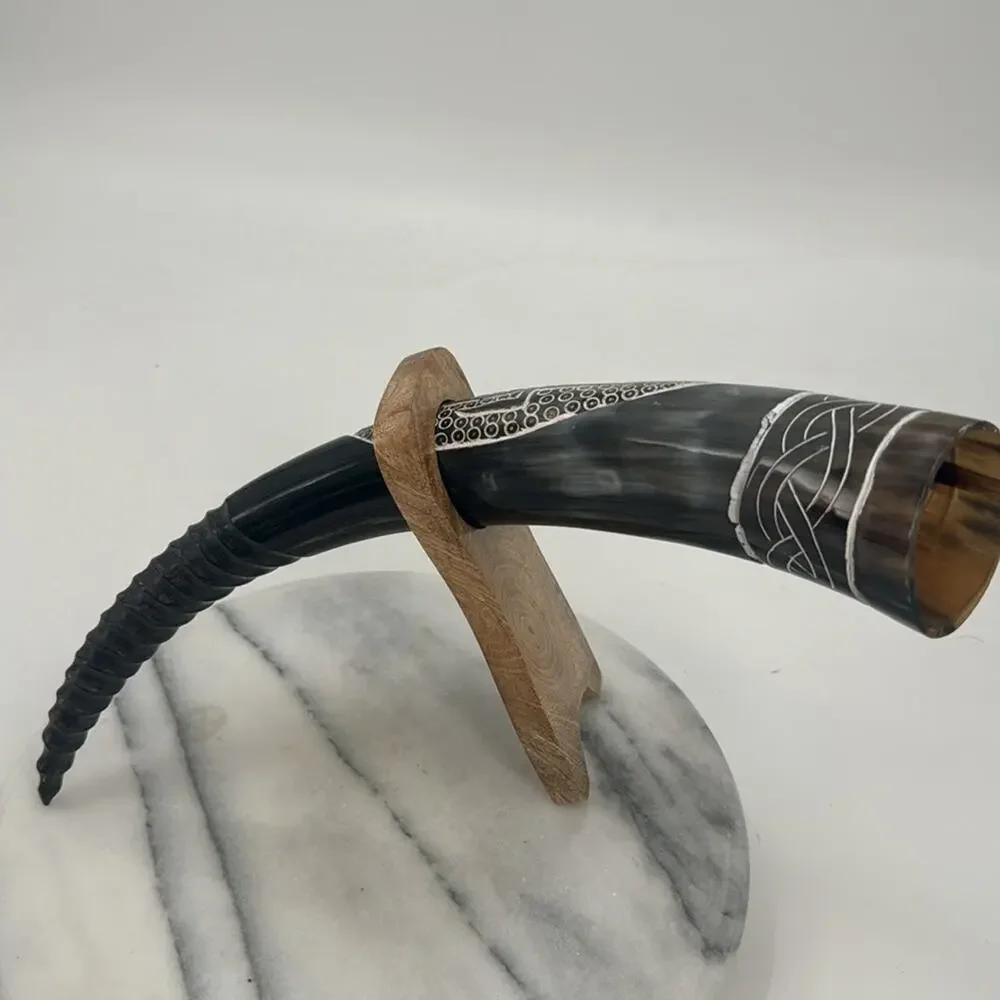 New! Hand carved Viking ship drinking horn